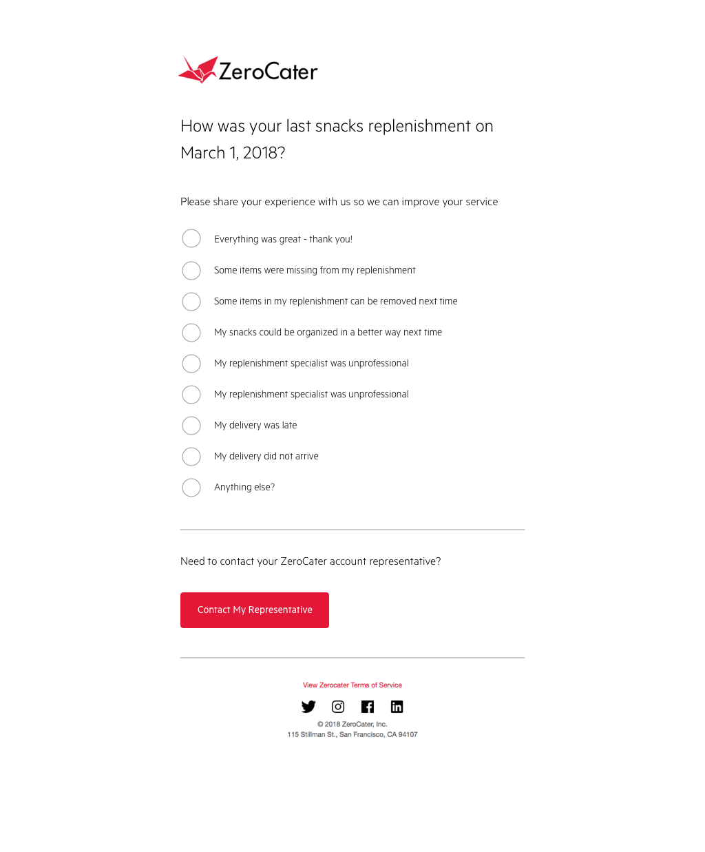 Feedback form: Multiple choice